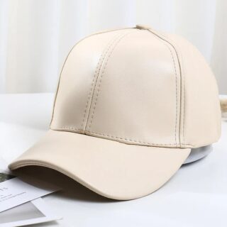Casquette Beige Style Baseball en Simili Cuir