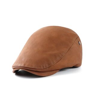 Casquette Beret Bombé en Simili Cuir
