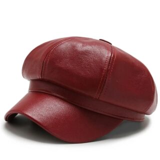 Casquette Beret Pour Femme en Simili Cuir