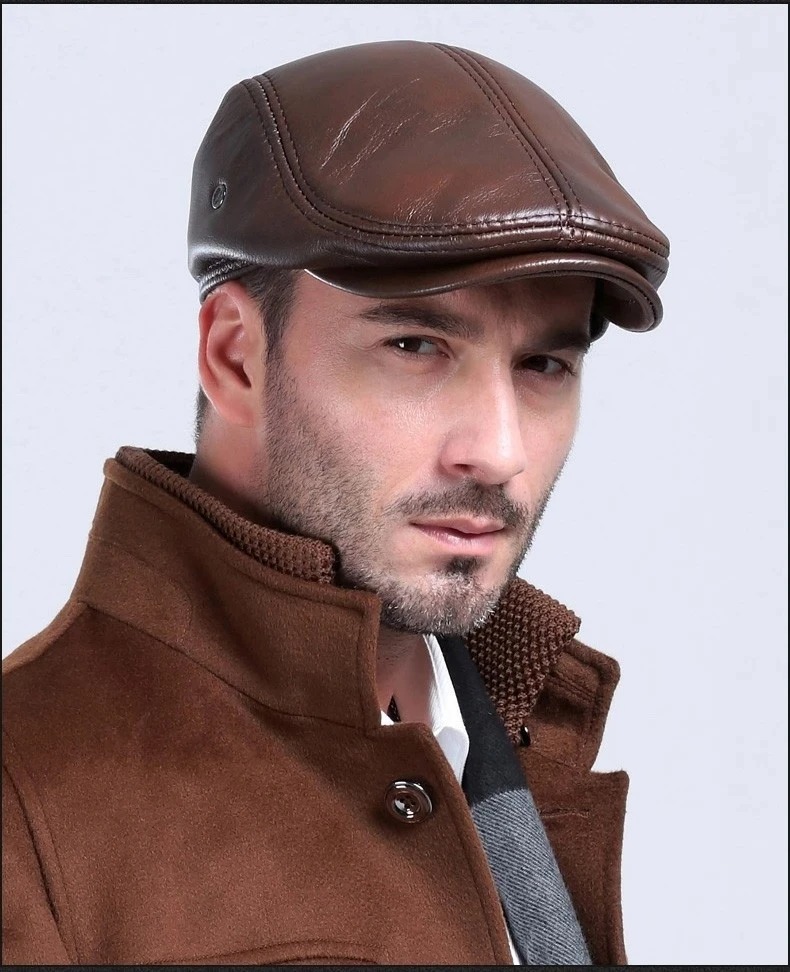 Casquette en Cuir Bérets Automne Hiver Chapeaux Chapeaux for Hommes
