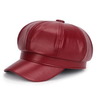 Casquette Beret en Simili Cuir pour Femme