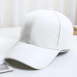 Casquette Blanche Style Baseball en Simili Cuir