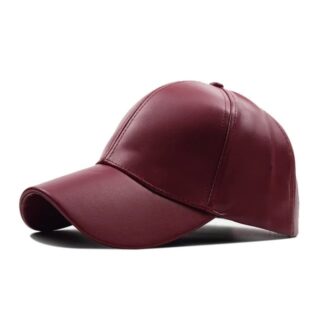 Casquette Bordeaux Style Baseball en Simili Cuir