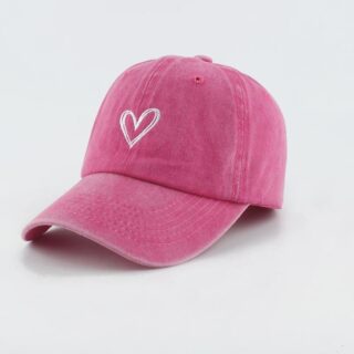 Casquette Rose Effet Délavé Coeur