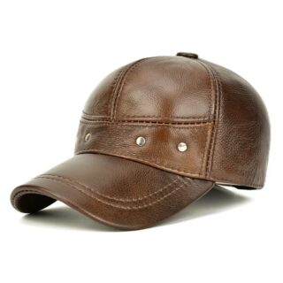 Casquette Style Baseball Ajustable en Cuir