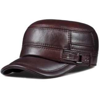 Casquette Style Militaire en Cuir