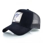 Casquette Trucker Simms Pêche Noir - Dos Mesh Logo Espadon - Taille Unique
