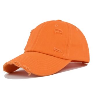 Casquette Baseball Orange Effet Trouée