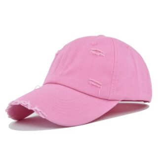 Casquette Baseball Rose Effet Trouée