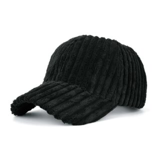 Casquette Noire Côtelé en Velours